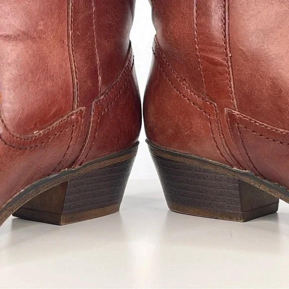 Kenneth Cole Booties Tale spin Ankle Boots Western Brown Leather Cowgirl Boho 6 - Picture 11 of 17